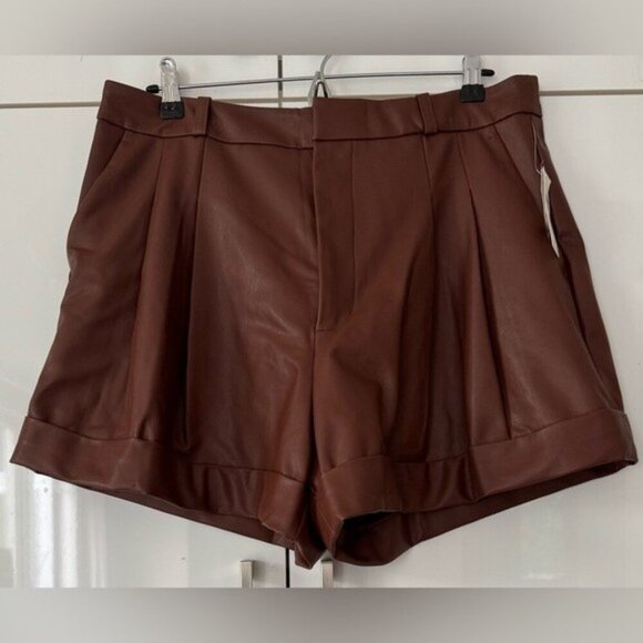 NWT Size 8 - Anthropologie Faux Leather Cuffed Shorts in Brown - Picture 16 of 16